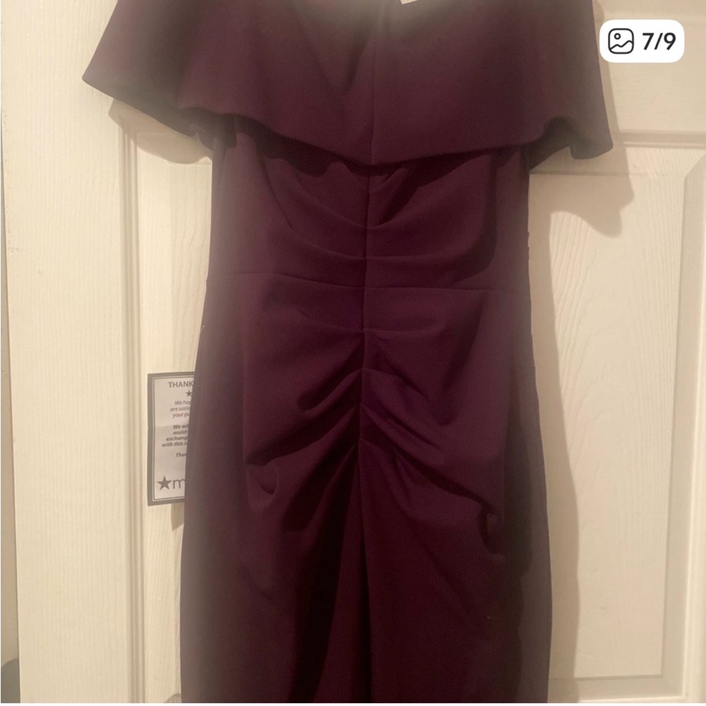 Betsy & Adam Strapless Plum Gown - Picture 4 of 6